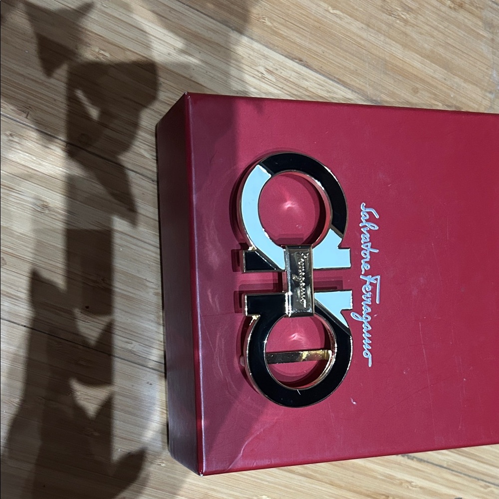 Salvatore Ferragamo Black and Gold Buckle